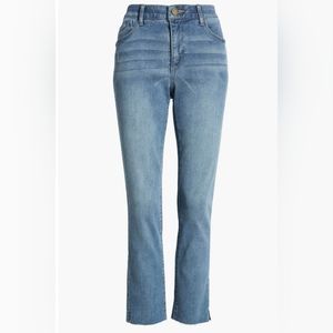 EUC Wit & Wisdom Ab Solution High Waist Raw Hem Slim Straight Leg Jeans Size 14